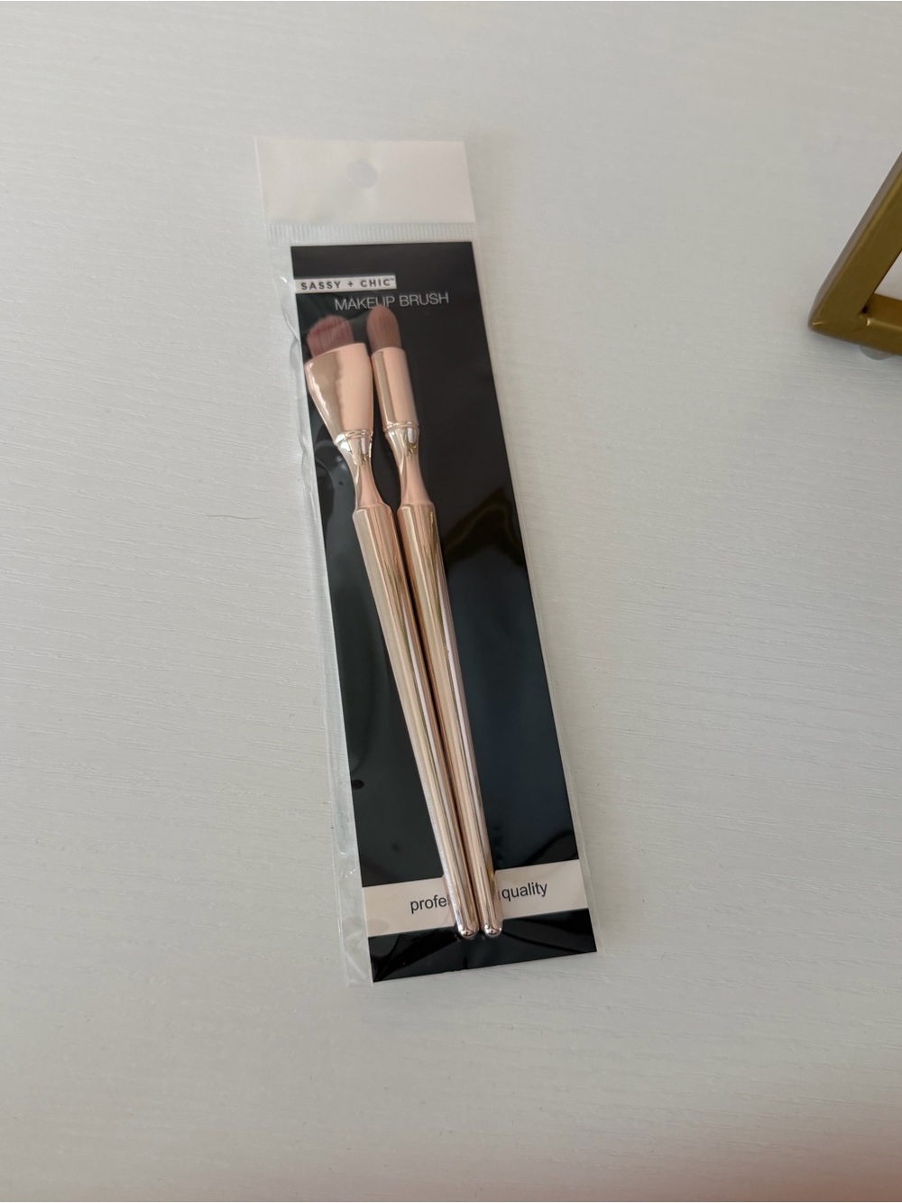 Sassy + Chic 2-Piece Metallic Rose Gold Eye Makeup Brush Duo NIP